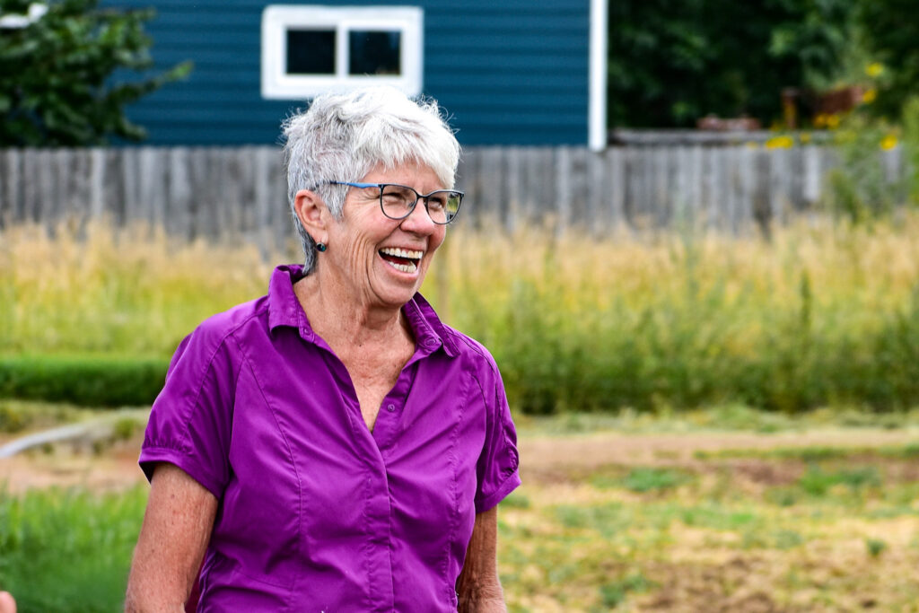older woman laughing